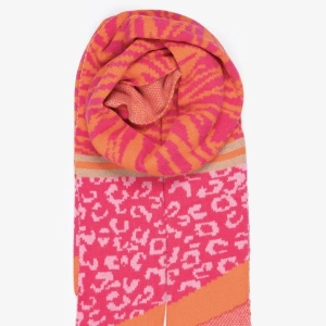 Animal Print Scarf - Orange & Pink